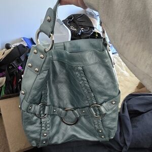 Quilted Light Teal Shoulder Bag with Braided Straps